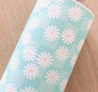 Leather Fabric By The Yard GREEN ON VERY LIGHT GREEN SKU-LL53