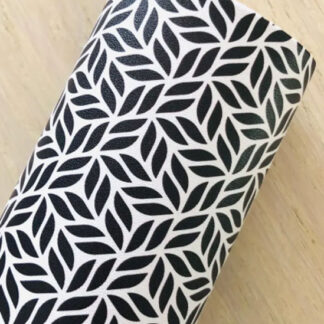 Silver Vinyl Fabric with Black Velvet Pattern | Material Vinyl For Bags SKU-FL06