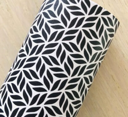 Silver Vinyl Fabric with Black Velvet Pattern | Material Vinyl For Bags SKU-FL06