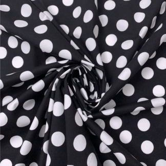 Black Cotton fabric with white logo print SKU-LC05