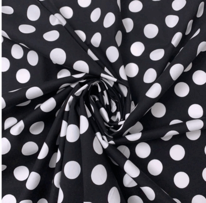 Black Cotton fabric with white logo print SKU-LC05