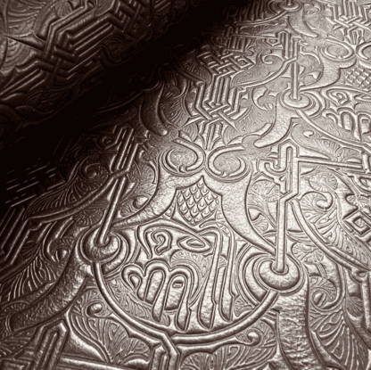 Black Embossed Leather Fabric | Checkered Damier Leather Black SKU-LL66