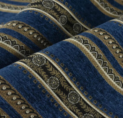 Navy Blue Fabric With Big Pattern SKU-GJ01