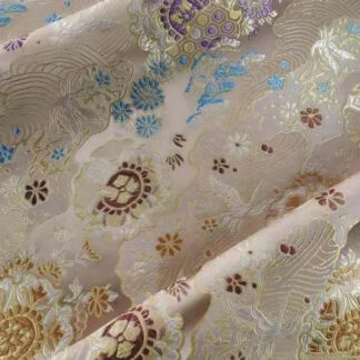 Ivory Jacquard Fabric with Gold Patterns SKU-GJ03