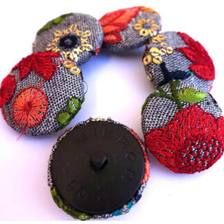 Buttons, fabric covered button handmade button set of 6