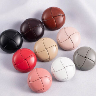 SKU-BTT06 Leather Buttons-6Pcs Black/Brown/White/Khaki/Gray/Pink Button for Sewing-Blazer/Jacket/Coat/Sweater/Cardigan