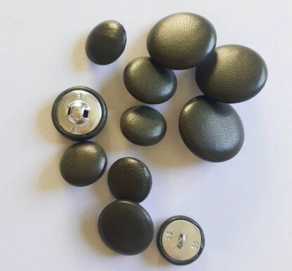 SKU-BTT05 Green Leather Shank Buttons: Handmade Upholstery & Sewing Supplies