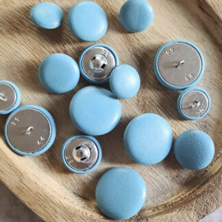 SKU-BTT03 Light Blue Leather Shank Buttons: Handmade Upholstery & Sewing Supplies