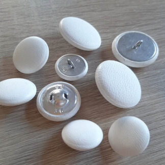 SKU-BTT01 White Leather Shank Buttons: Handmade Upholstery & Sewing Supplies