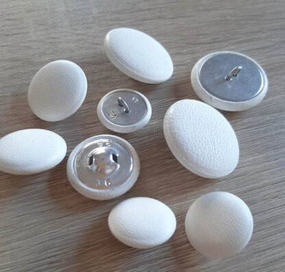SKU-BTT01 White Leather Shank Buttons: Handmade Upholstery & Sewing Supplies